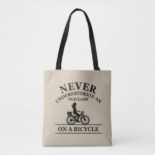 Bolso De Tela Nunca subestimes a una anciana en bicicleta
