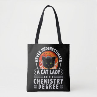 Bolso De Tela Nunca Subestimes A Una Dama De Gato Con Una Químic