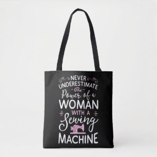 Bolso De Tela Nunca Subestimes A Una Mujer Con Una Máquina De Co