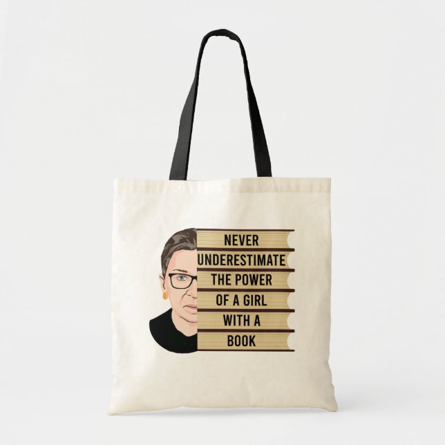 Bolso De Tela Nunca subestimes el poder de un Chica con libro (Frente)