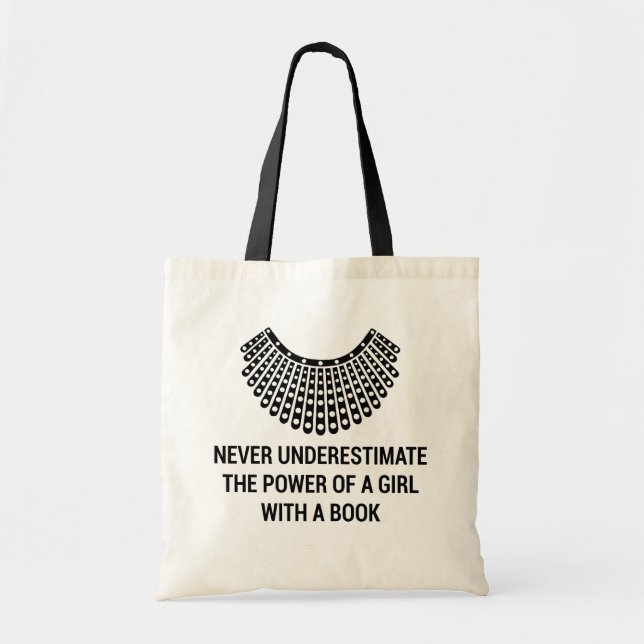 Bolso De Tela Nunca subestimes el poder de un chica con libro (Frente)