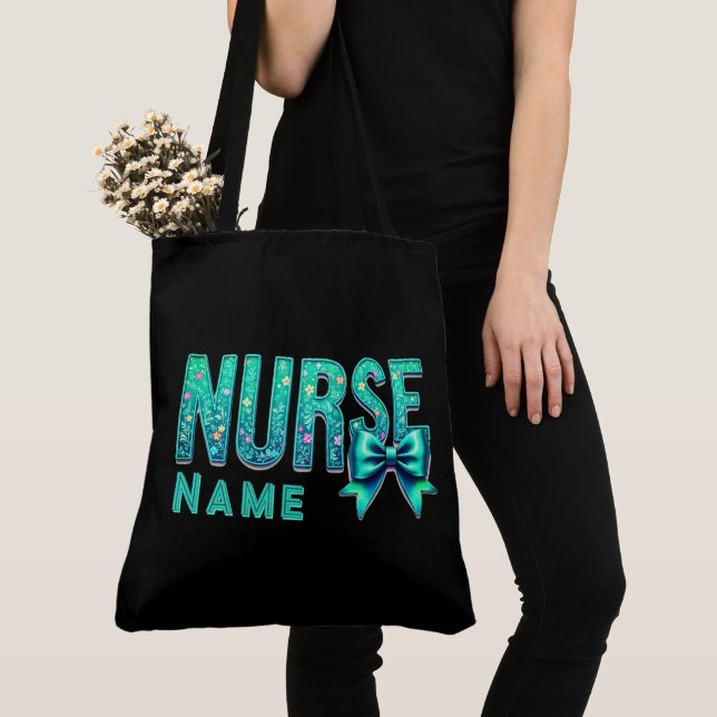 Bolso De Tela NURSE Bow Design – Elegant Nurse Custom Tote Bag (Detalle)