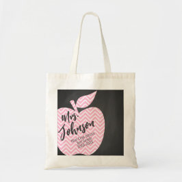 Bolso De Tela Nursera Maestra chevron regalo de manzana rosa