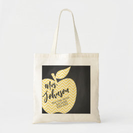 Bolso De Tela Nursery Teacher chevron regalo de manzana amarilla