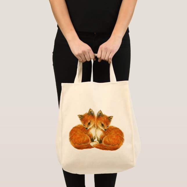 Bolso De Tela Nursery Woodland Baby Foxes (Anverso (producto))