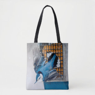 Bolso De Tela Nuthatch blanco en nieve - foto original