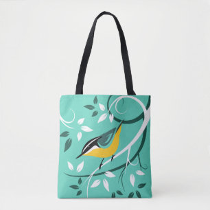 Bolso De Tela Nuthatch rojo estilizado