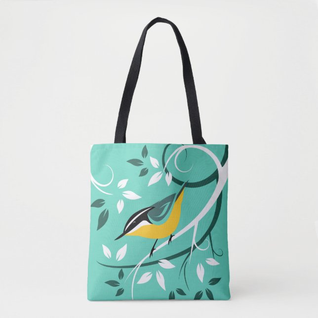 Bolso De Tela Nuthatch rojo estilizado (Anverso)