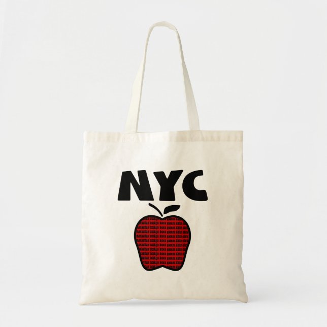 Bolso De Tela NYC - Apple grande con las 5 ciudades (Frente)