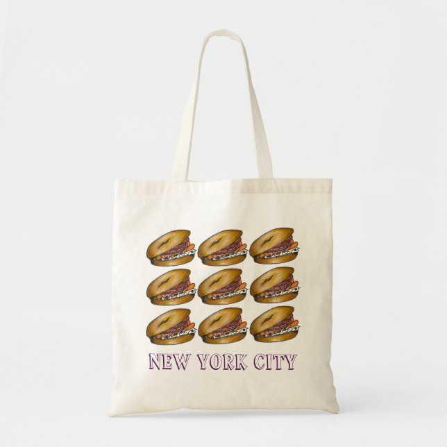 Bolso De Tela NYC Bagel Lox Cream Cheese Capers Tote de Nueva Yo (Frente)