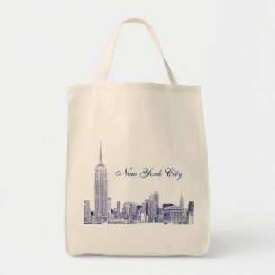 Bolso De Tela NYC Skyline Etched 01 Blue