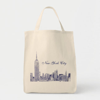 Bolso De Tela NYC Skyline Etched 01 Blue