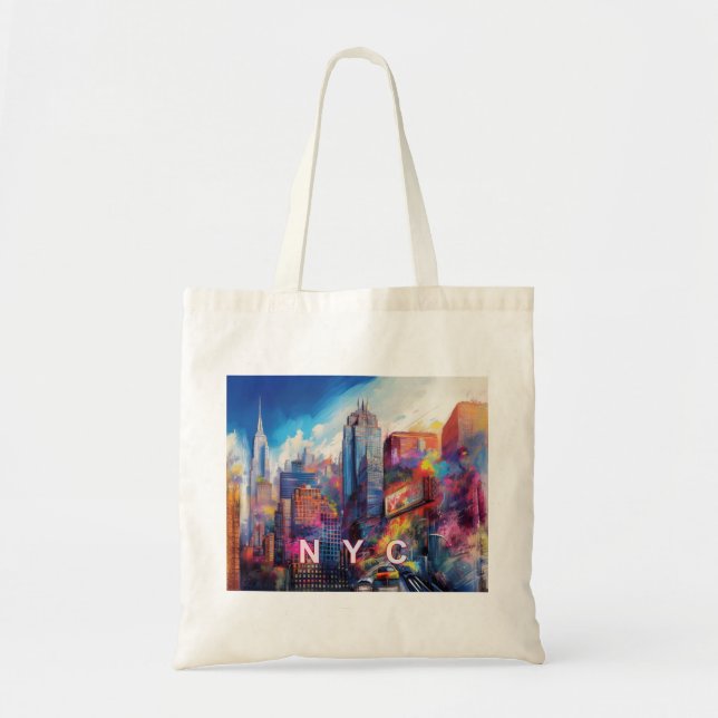 Bolso De Tela NYC Skyline Resumen de arte (Frente)