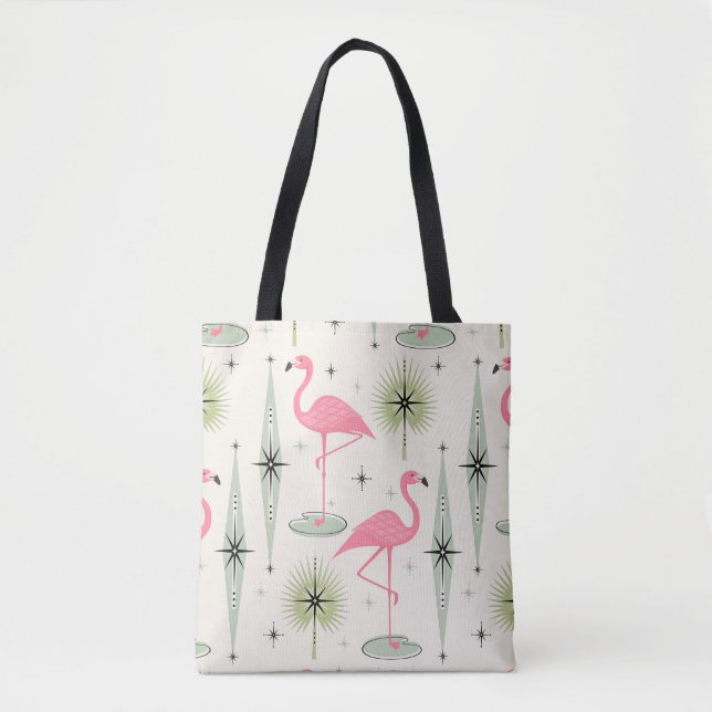 Bolso De Tela Oasis atómico con flamencos rosas (Anverso)