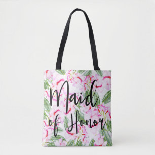 Bolso De Tela Oasis Botánico Tropical Rosa Verde Dama de Honor