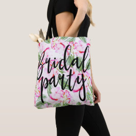 Bolso De Tela Oasis Botánico Tropical Verde Rosa para Fiesta de