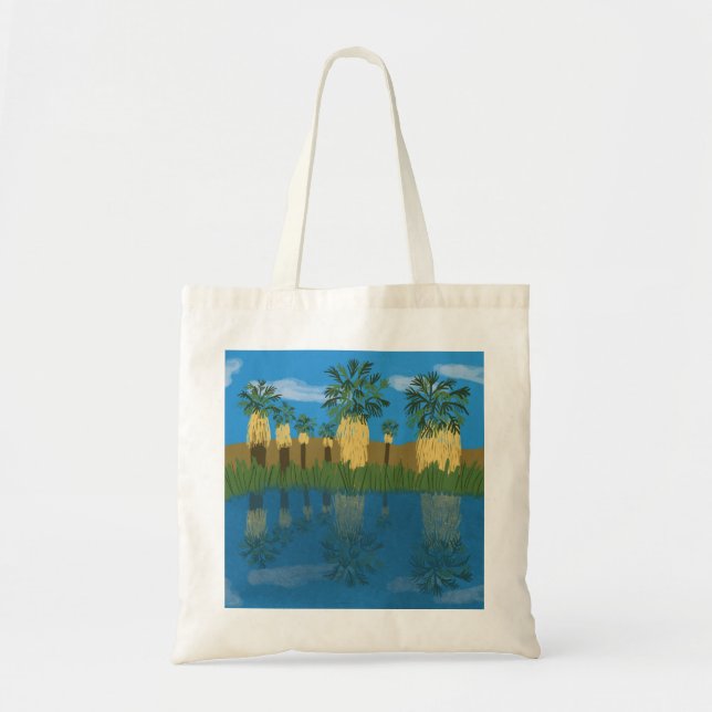 Bolso De Tela Oasis de árbol PALM en el desierto de Coachella Ca (Frente)