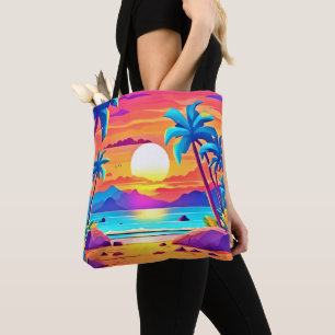 Bolso De Tela Oasis del atardecer tropical