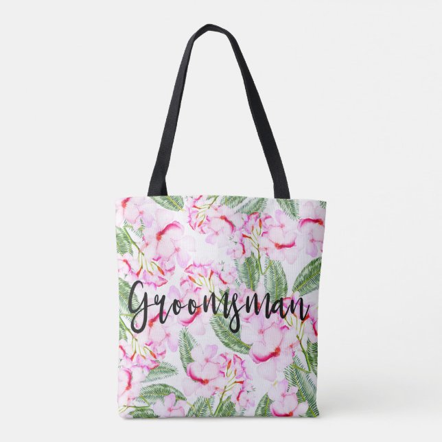 Bolso De Tela Oasis tropical rosa verde tropical GRUPO botánico (Reverso)