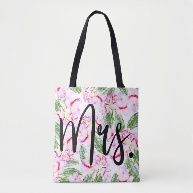 Bolso De Tela Oasis Tropical Verde Rosa BRIDE Botánico / MRS. (Anverso)