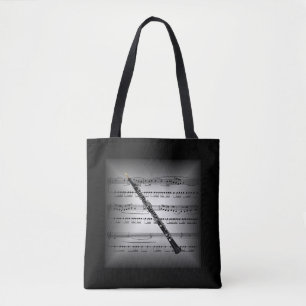 Bolso De Tela Oboe ~ Música de hojas 3D ~ Gris/negro almohada ~