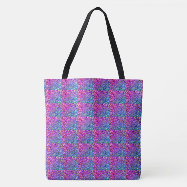 Bolso De Tela Obra abstracta MODERNA en azul-rosa-claro (Anverso)