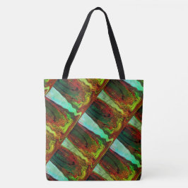 Bolso De Tela Obra abstracta MODERNA en verde-azul-rojo-