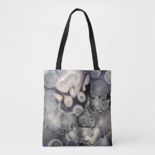 Bolso De Tela Obra de arte abstracta gris y rosa