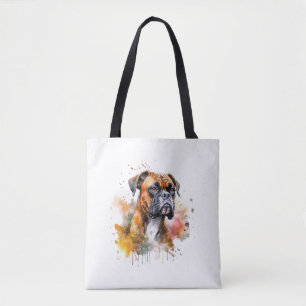 Bolso De Tela Obra de arte de acuarela BoxerLove - Raza de canin