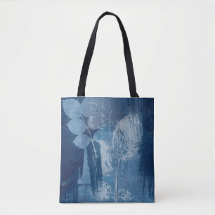 Bolso De Tela Obra de arte de grunge azul abstracto