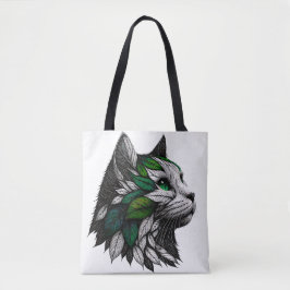 Bolso De Tela Obra de arte de Ilustracion para gato de hoja botá