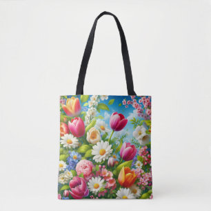 Bolso De Tela Obra de arte floral/primavera