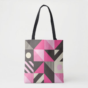 Bolso De Tela Obra de arte geométrica simple con bloques de negr