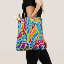 Bolso De Tela Obra de arte retro de bonito abstracta rosa azul