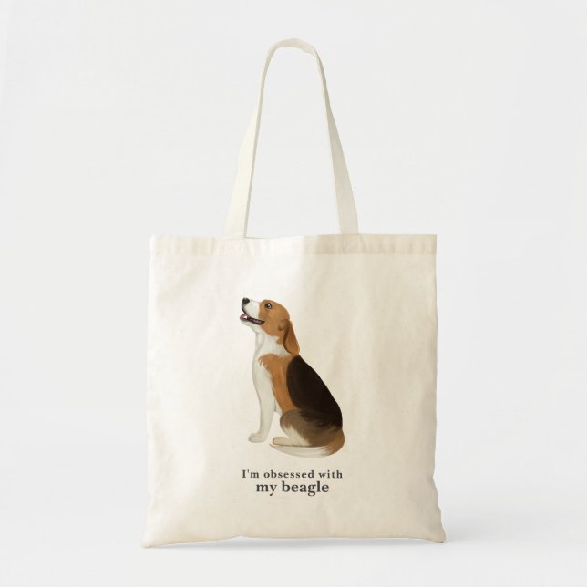 Bolso De Tela 'Obsesionada con mi beagle' (Frente)