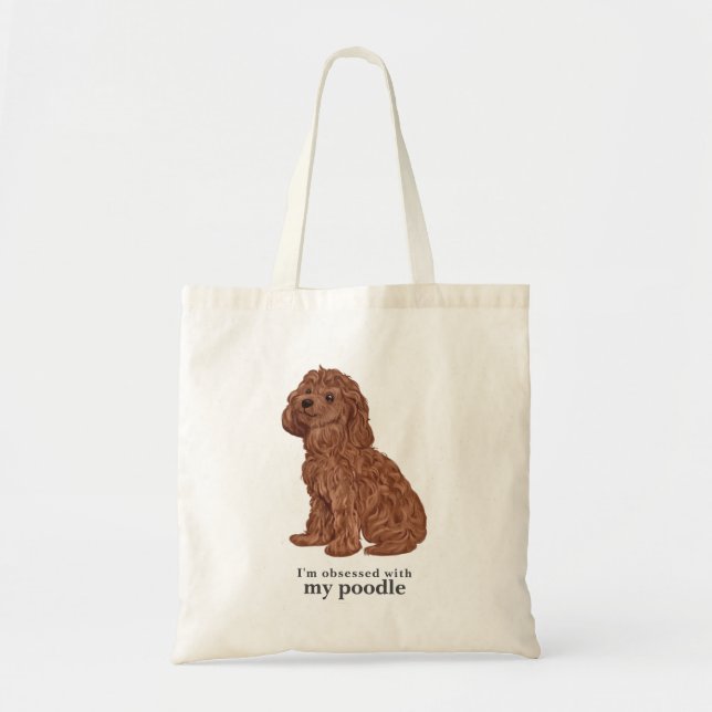 Bolso De Tela 'Obsesionada con mi perro caniche' (Frente)
