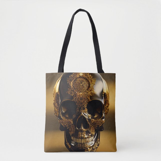 Bolso De Tela Obsidian Skull Gilded (Anverso)