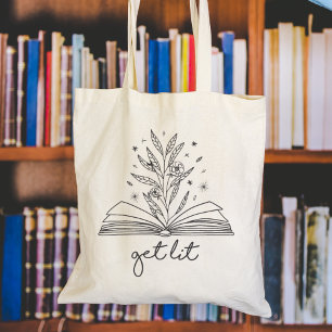 Bolso De Tela Obtén un libro floral en flor