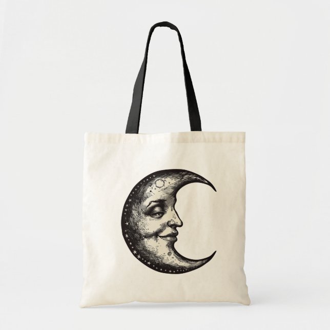 Bolso De Tela Occulta luna gótica victoriana con cara (Frente)