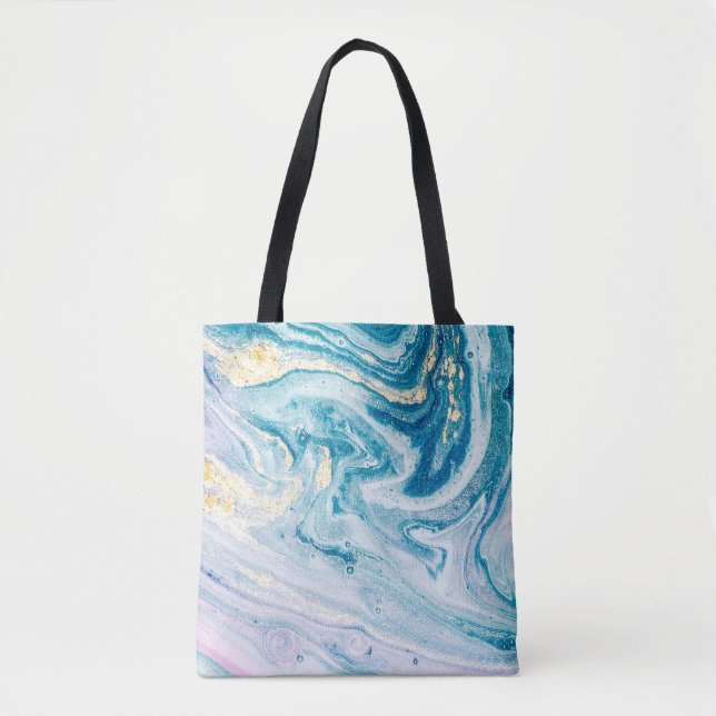 Bolso De Tela Ocean Art: Marble Agate Swirls. (Anverso)
