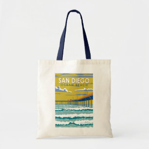 Bolso De Tela Ocean Beach San Diego Travel Art Vintage