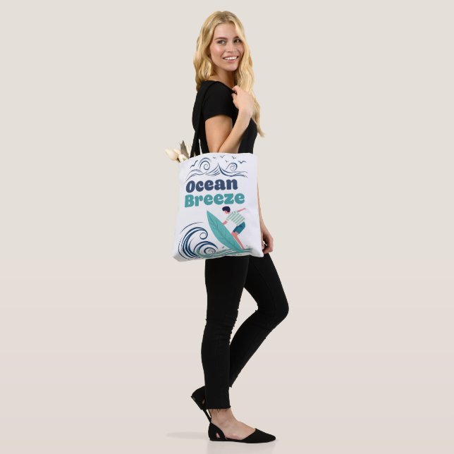 Bolso De Tela Ocean Breeze Surf Art Tote Bag (Puesto)
