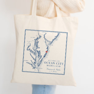 Bolso De Tela Ocean City Maryland Elegante Bienvenida de Boda Az