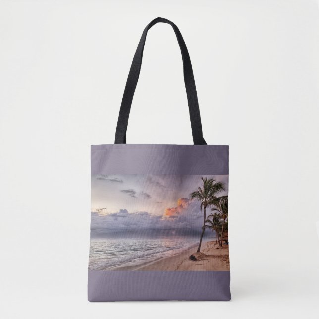 Bolso De Tela Ocean Waves Sandy Beach Sunset (Anverso)