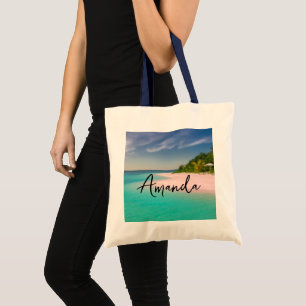Bolso De Tela Océano Aguamarina Playa Tropical Escénica
