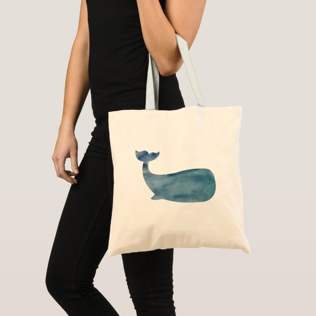 Bolso De Tela Océano de pintura de silueta de ballena (Anverso (producto))