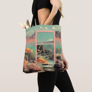 Bolso De Tela Océano Desértico Surrealista con Puerta