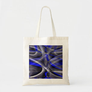 Bolso De Tela Ochentoso Groovy Azul Real y Gris Línea Arqueada P