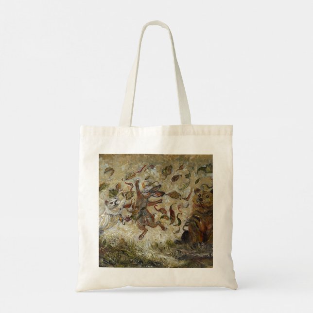 Bolso De Tela October Fun Whimsical Autumn Forest Animals  (Reverso)