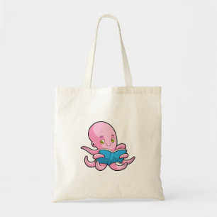 Bolso De Tela Octopus al leer un libro